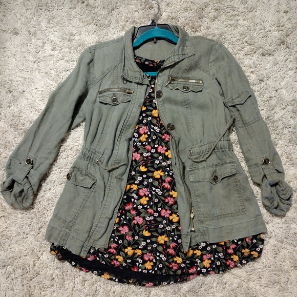 Linen jacket olive green, Old Navy blouse bundle S - Picture 1 of 2